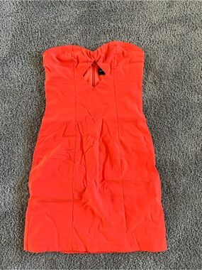 White Fox Boutique Neon Orange Strapless Mini Dress
